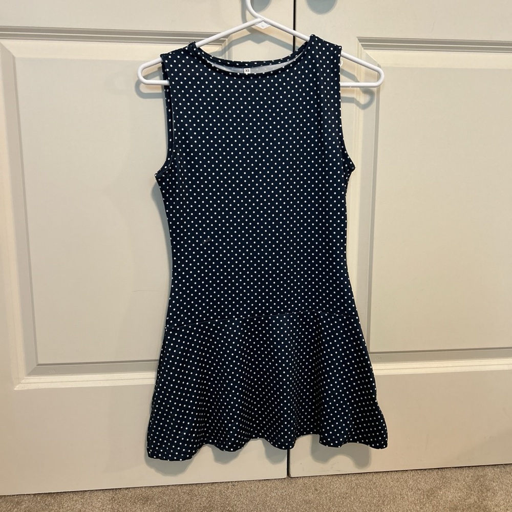 SHEIN Navy and White Polka Dot Mini Dress